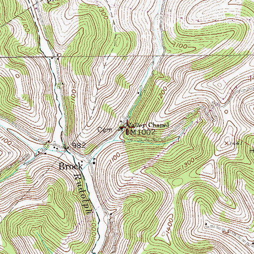 Topographic Map of Valley Chapel, PA