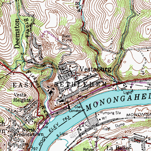Topographic Map of Vestaburg, PA