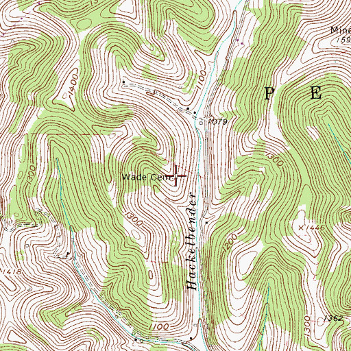 Topographic Map of Wade Cemetery, PA