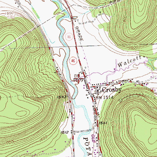 Topographic Map of Walcott Brook, PA