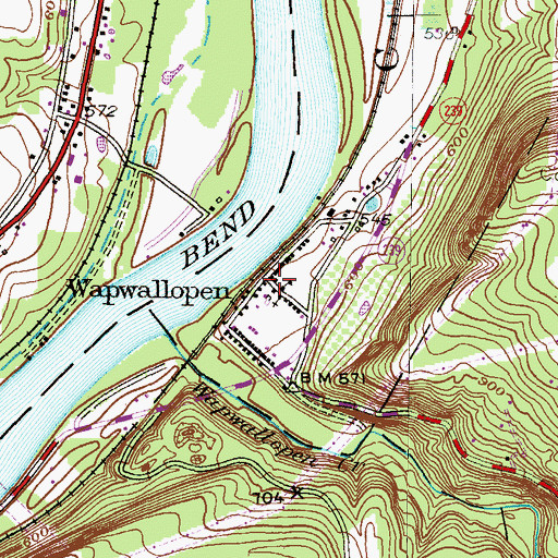 Topographic Map of Wapwallopen, PA