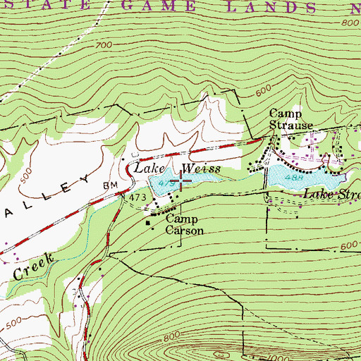 Topographic Map of Lake Weiss, PA