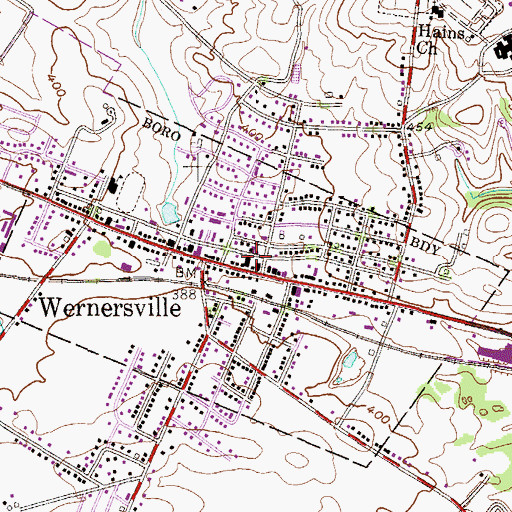 Topographic Map of Wernersville, PA