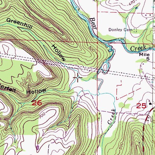 Topographic Map of Greenhill Hollow, AL