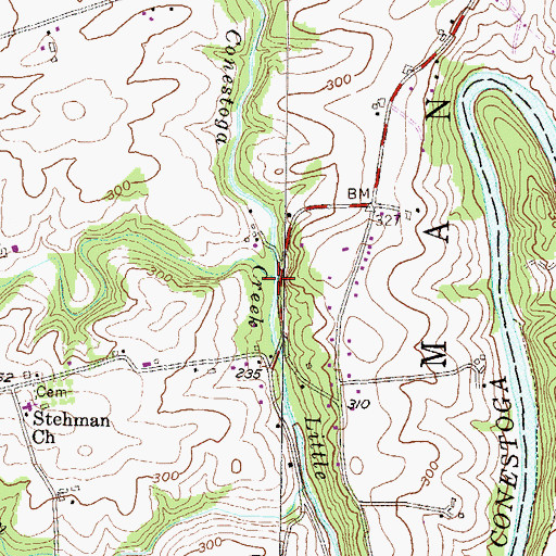 Topographic Map of West Branch Little Conestoga Creek, PA