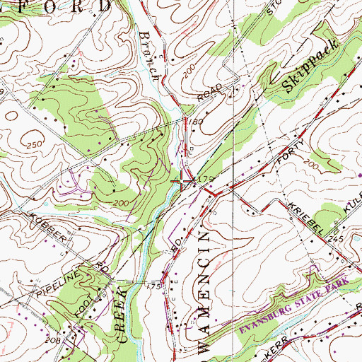 Topographic Map of West Branch Skippack Creek, PA