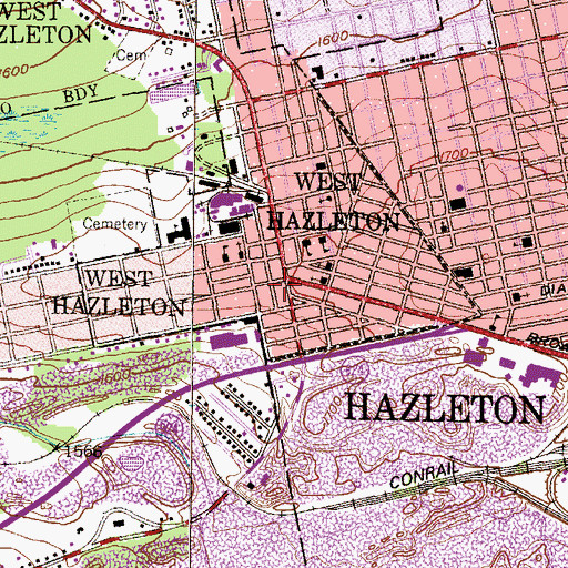 Topographic Map of West Hazleton, PA