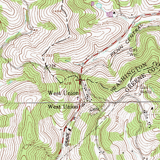 Topographic Map of West Union, PA