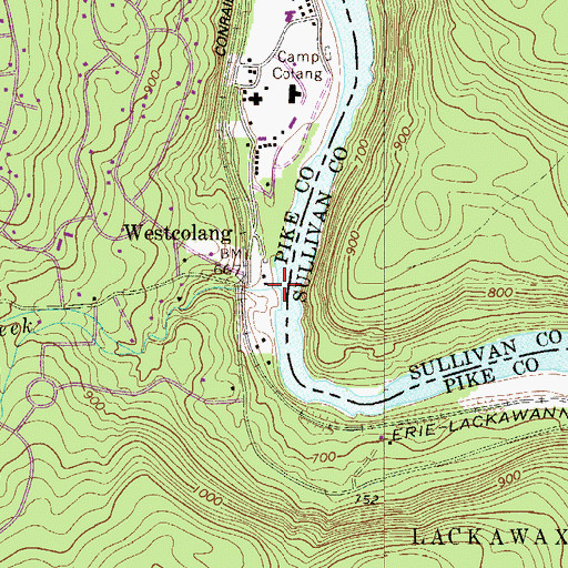 Topographic Map of Westcolang Creek, PA