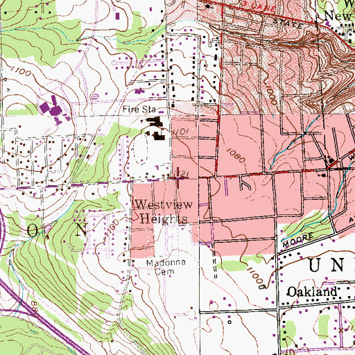 Topographic Map of Westview Heights, PA