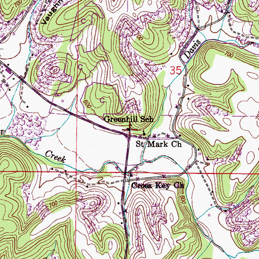 Topographic Map of Greenhill School, AL