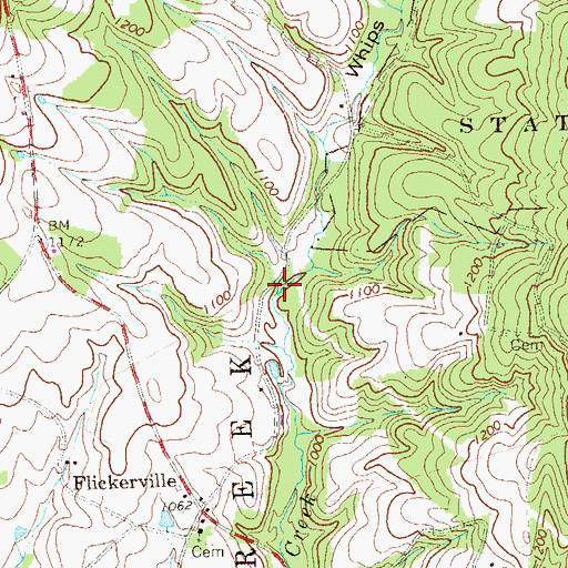 Topographic Map of Whips Cove, PA