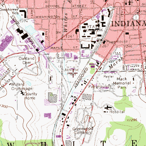 Topographic Map of Whites Run, PA