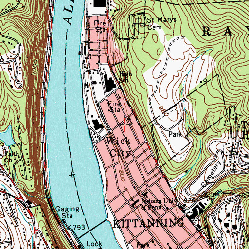 Topographic Map of Wick City, PA