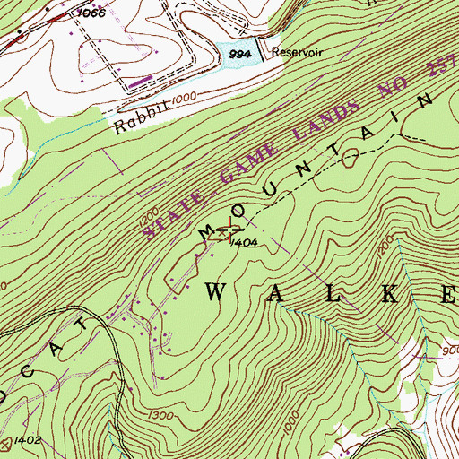 Topographic Map of Wildcat Mountain, PA