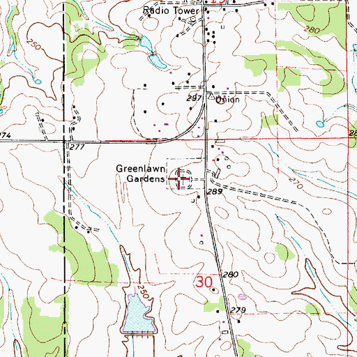 Topographic Map of Greenlawn Gardens, AL