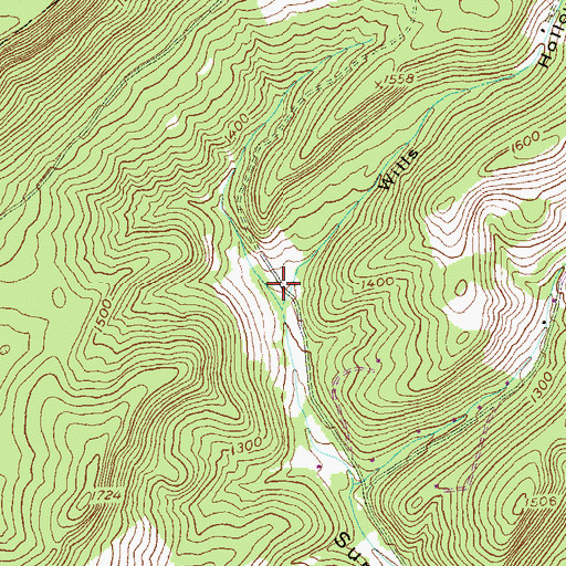 Topographic Map of Wills Hollow, PA