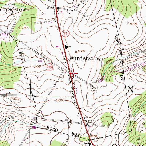Topographic Map of Winterstown, PA