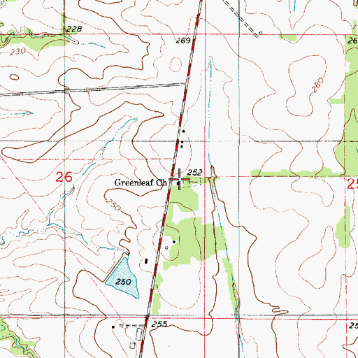 Topographic Map of Greenleaf Church, AL