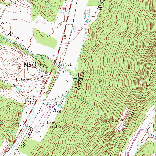 Topographic Map of Wolf Camp Run, PA