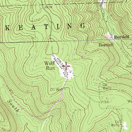 Topographic Map of Wolf Run, PA