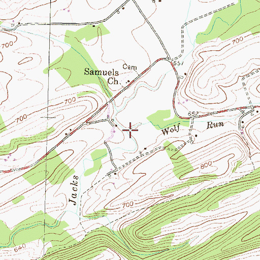 Topographic Map of Wolf Run, PA