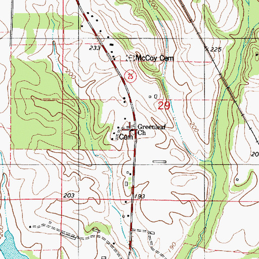 Topographic Map of Greenleaf Church, AL