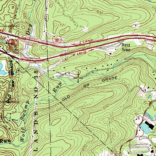 Topographic Map of Wolf Swamp Run, PA