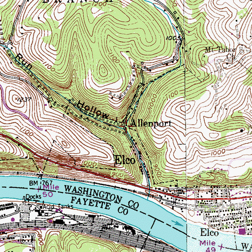 Topographic Map of Wood Run Hollow, PA