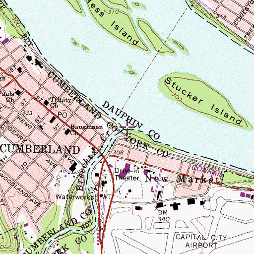 Topographic Map of Yellow Breeches Creek, PA