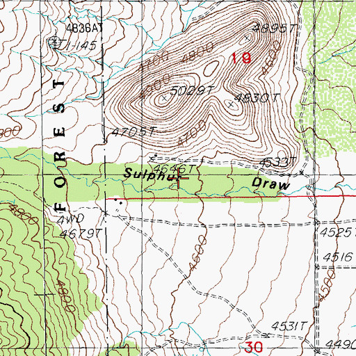 Topographic Map of Sulphur Draw, AZ