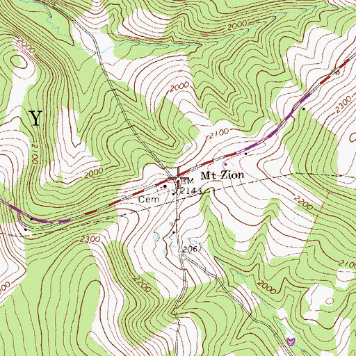 Topographic Map of Mount Zion, PA