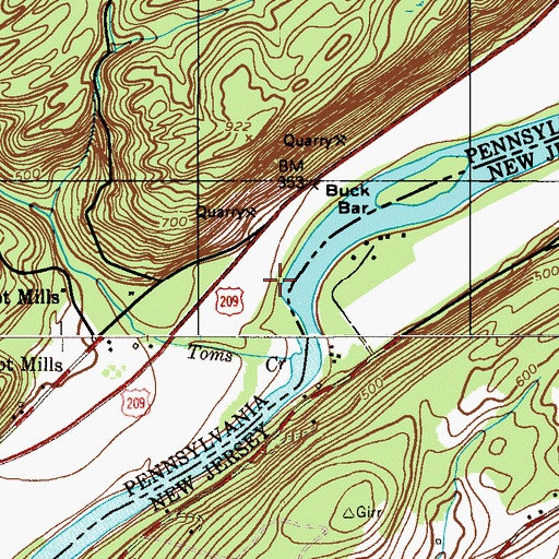 Topographic Map of Delaware Water Gap National Recreation Area, PA