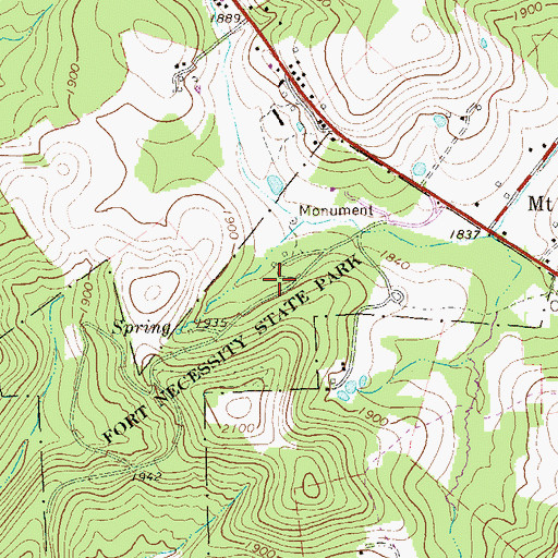 Topographic Map of Fort Necessity National Battlefield, PA