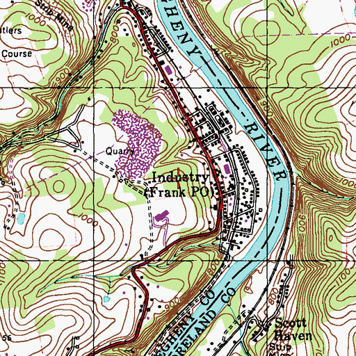 Topographic Map of Frank Post Office (historical), PA