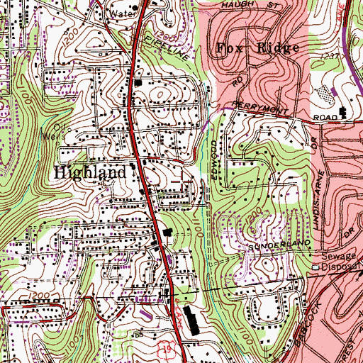 Topographic Map of McKnight, PA