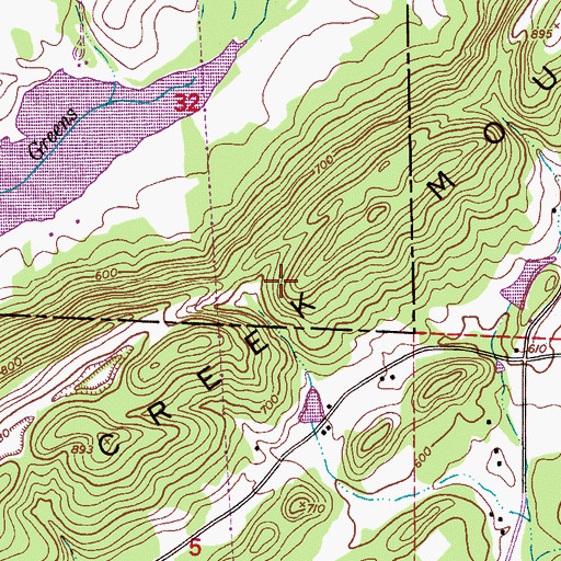 Topographic Map of Greens Creek Mountain, AL