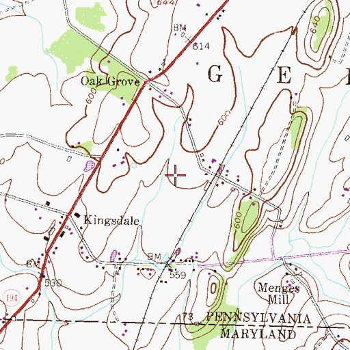 Topographic Map of Kingsdale Air Park, PA