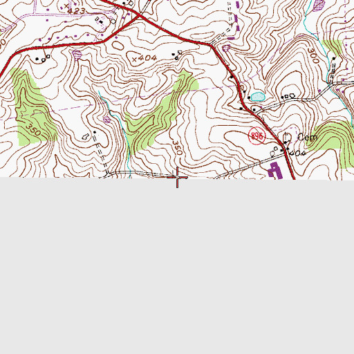 Topographic Map of Kelton Airport (historical), PA