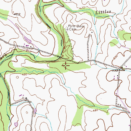 Topographic Map of Hickory Hill Farms Airport (historical), PA