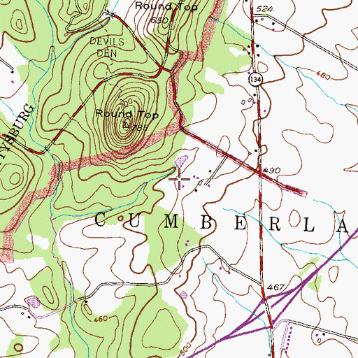 Topographic Map of Rena-Vera Airport (historical), PA