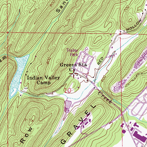 Topographic Map of Greens Station Church, AL