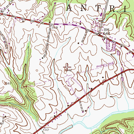 Topographic Map of JJ & PK Airport, PA