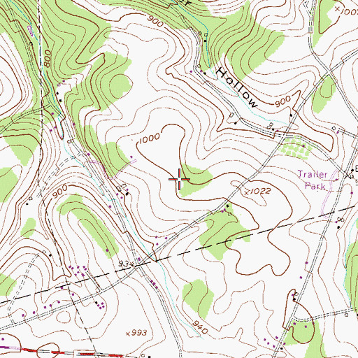 Topographic Map of Shoestring Aviation Airfield, PA
