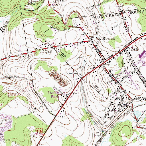 Topographic Map of Miller Airport (historical), PA