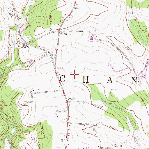 Topographic Map of Baublitz Commercial Airport, PA