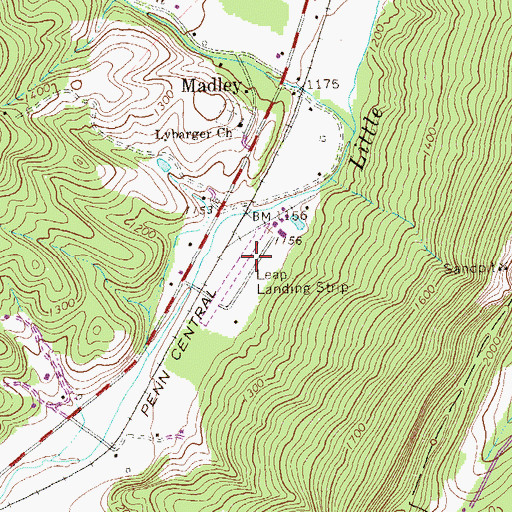 Topographic Map of Leap Airport (historical), PA