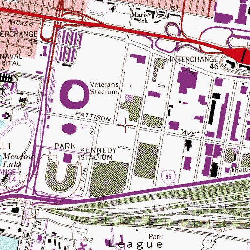 Topographic Map of Stadium-Hilton Airport (historical), PA