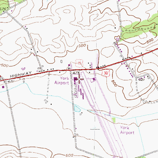 Topographic Map of York Airport, PA