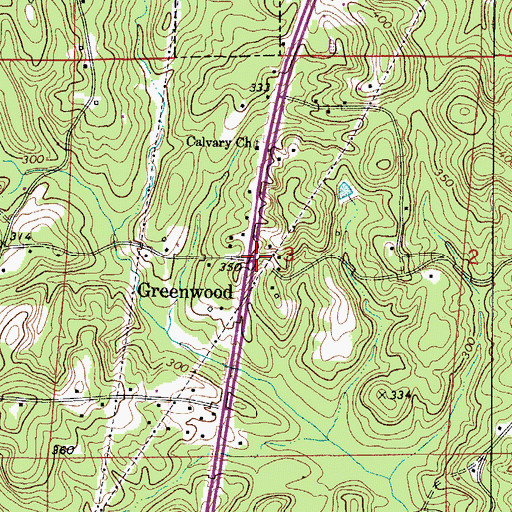 Topographic Map of Greenwood, AL